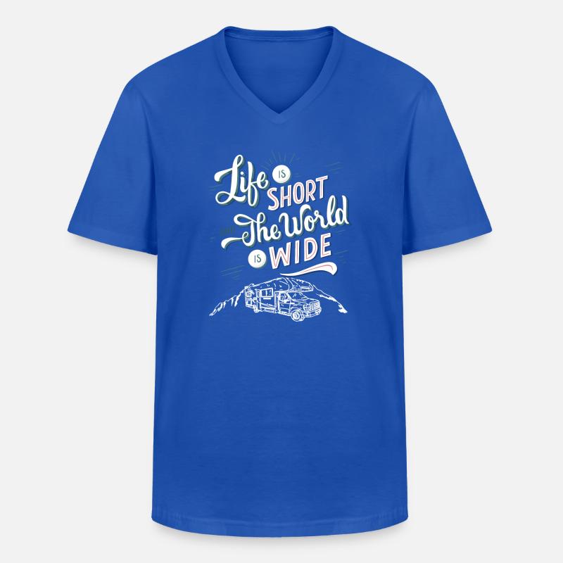 Leben Kurz Welt Weit Abenteuer - Männer-T-Shirt mit V-Ausschnitt - Royalblau