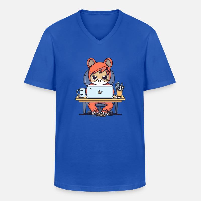 Grumpy Coder in Hoodie - Men's V-Neck T-Shirt - royal blue