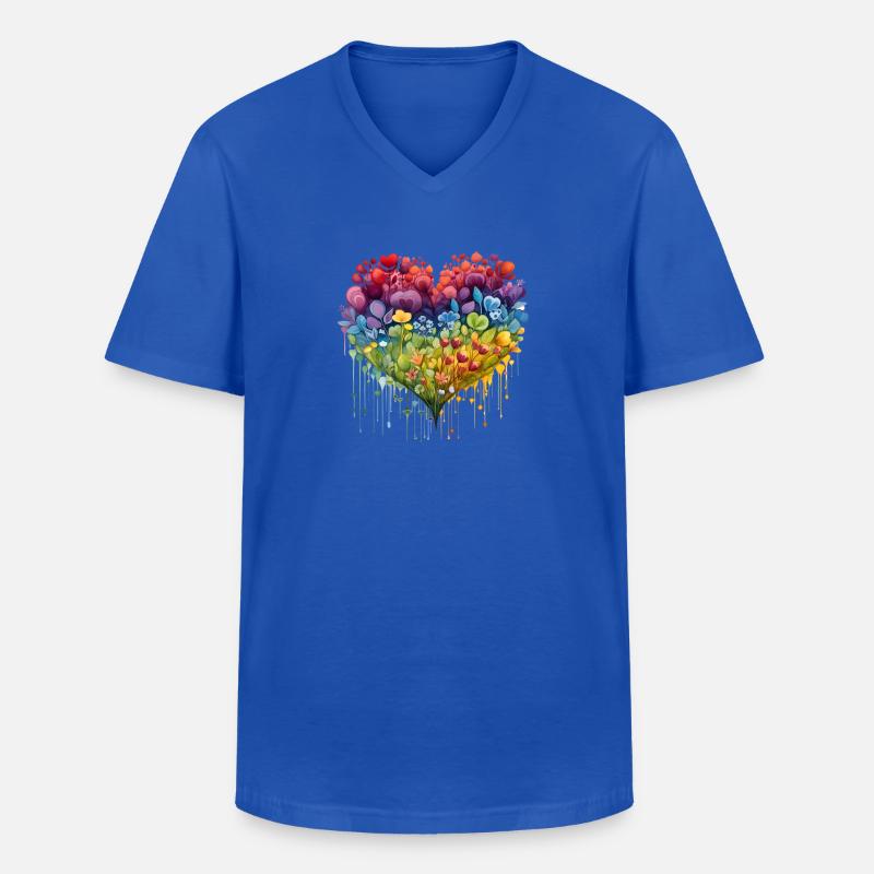 Blumenherz - Männer-T-Shirt mit V-Ausschnitt - Royalblau