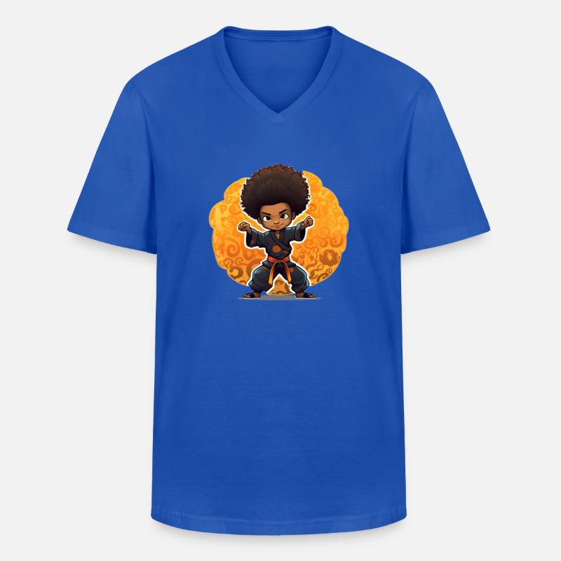 Kampfkunst-Kind mit Afro-Style - Männer-T-Shirt mit V-Ausschnitt - Royalblau