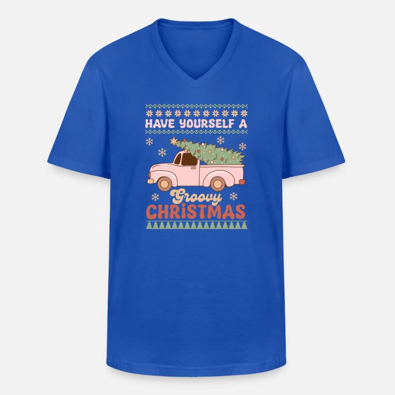 Hässlicher Weihnachtspullover - Männer-T-Shirt mit V-Ausschnitt - Royalblau