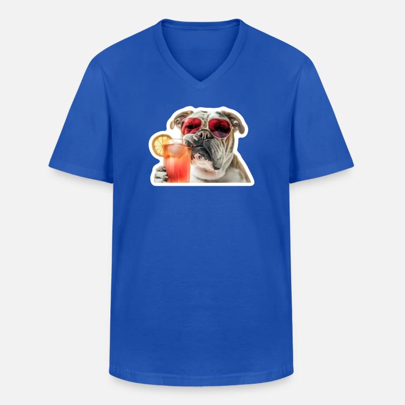 Bully Boire un cocktail - T-shirt col V Homme - bleu royal