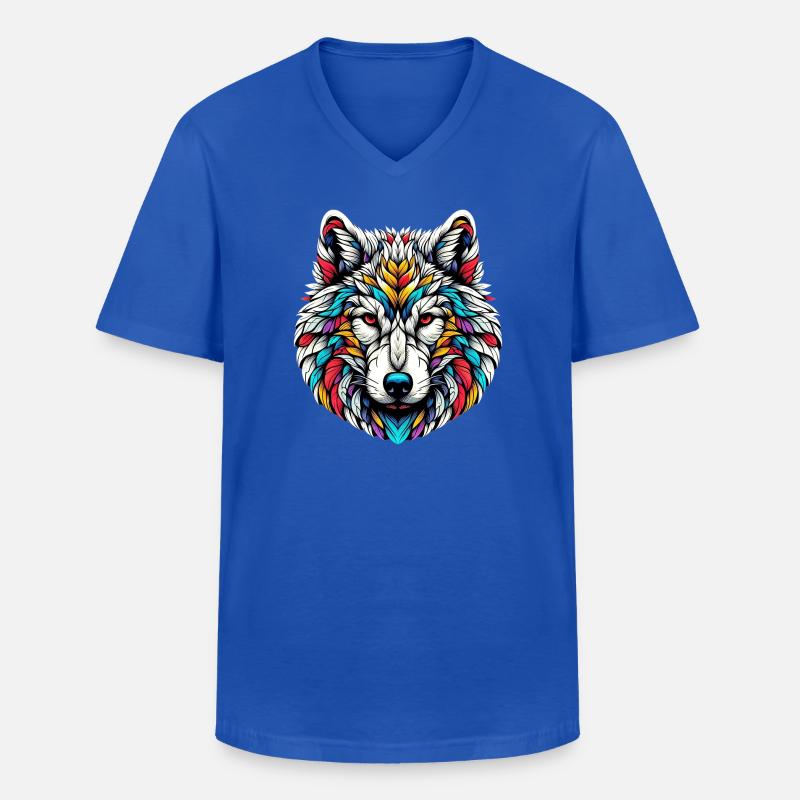 Wolf - Männer-T-Shirt mit V-Ausschnitt - Royalblau