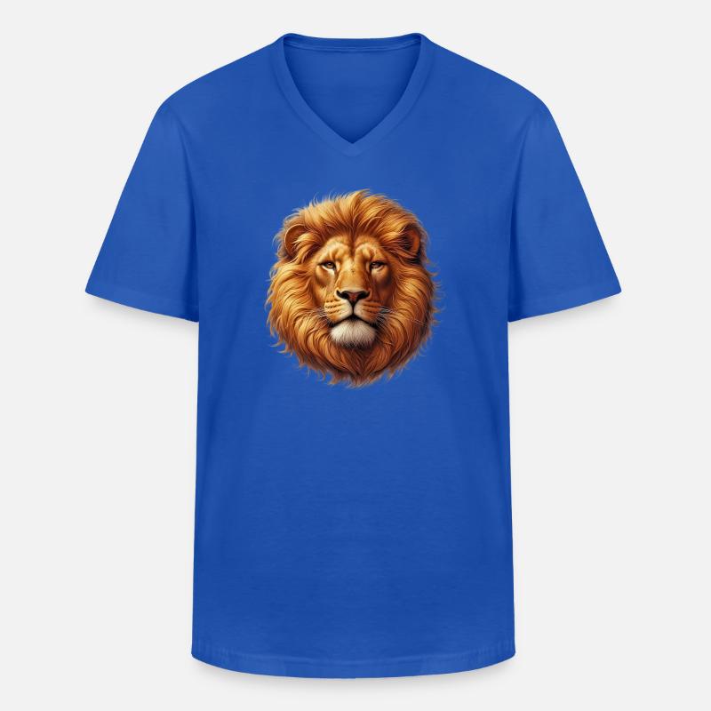 Löwe - Männer-T-Shirt mit V-Ausschnitt - Royalblau