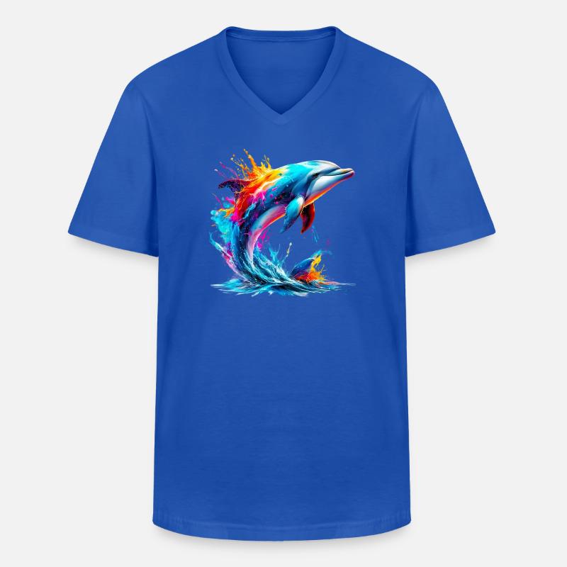 Delfin - Männer-T-Shirt mit V-Ausschnitt - Royalblau