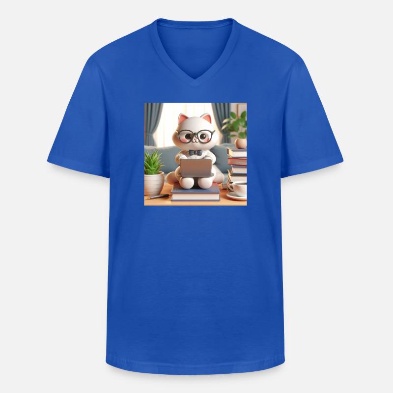 3D-Computer-Katze - Männer-T-Shirt mit V-Ausschnitt - Royalblau