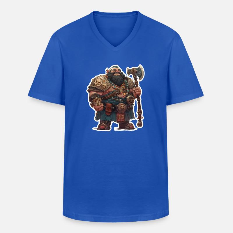Dicker Zwergenkrieger mit großer Axt - Männer-T-Shirt mit V-Ausschnitt - Royalblau