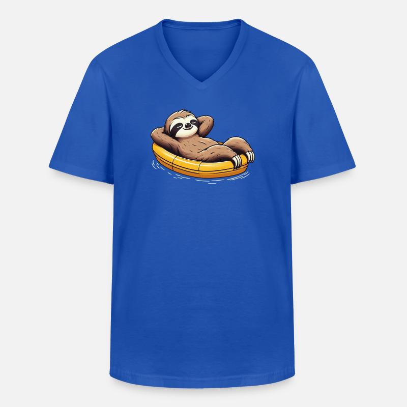 Faultier entspannt im Boot Urlaub - Männer-T-Shirt mit V-Ausschnitt - Royalblau