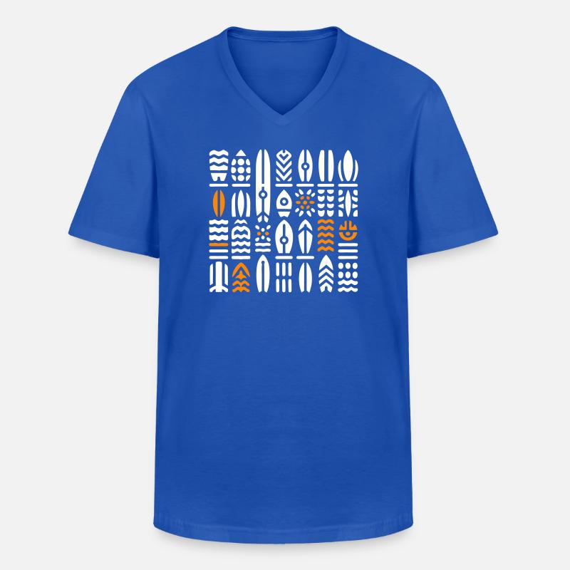 Abstrakte Surf- und Wellenmuster - Männer-T-Shirt mit V-Ausschnitt - Royalblau