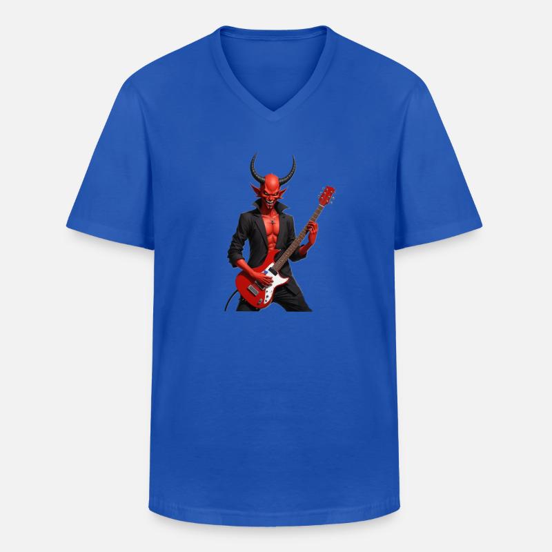 Teufel mit roter E-Gitarre - Männer-T-Shirt mit V-Ausschnitt - Royalblau