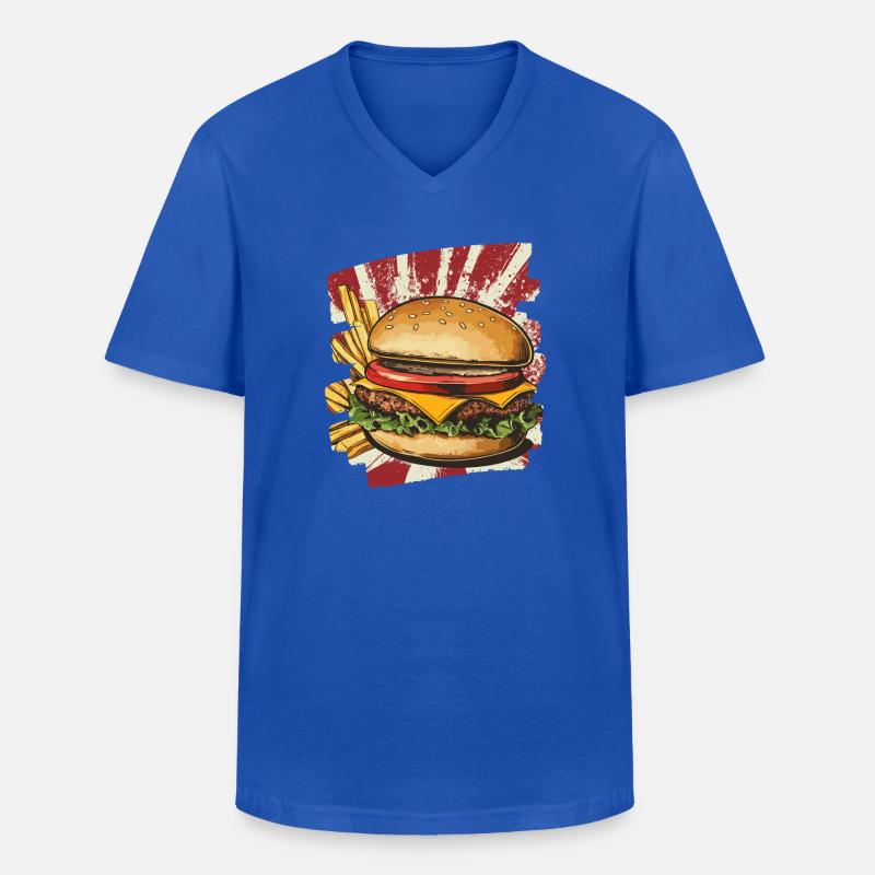 Burger und Fritten Retro - Männer-T-Shirt mit V-Ausschnitt - Royalblau