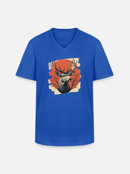 Deer with antlers - Men's V-Neck T-Shirt - royal blue