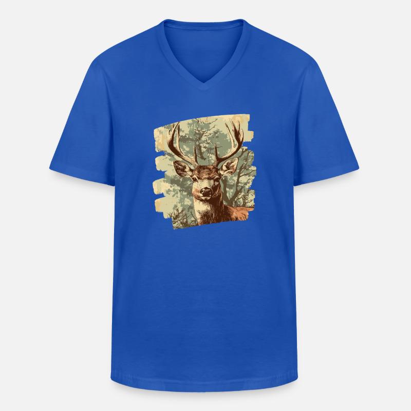Hirsch mit Geweih - Männer-T-Shirt mit V-Ausschnitt - Royalblau