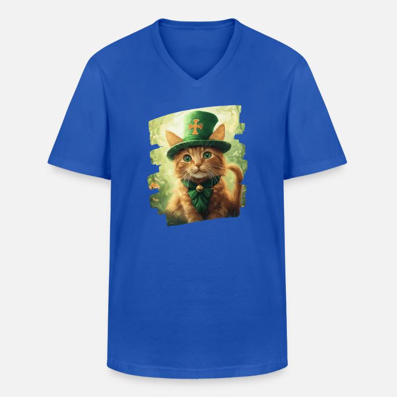St Patricks day Katze - Männer-T-Shirt mit V-Ausschnitt - Royalblau