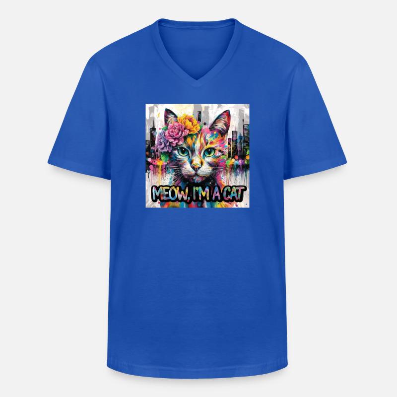 Kunstvolle Katze Version 2 - Männer-T-Shirt mit V-Ausschnitt - Royalblau