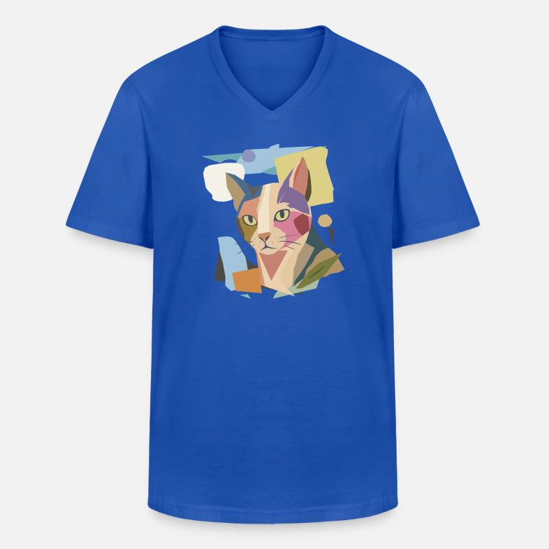 Abstrakte Katze im modernen Farbblock-Design - Männer-T-Shirt mit V-Ausschnitt - Royalblau