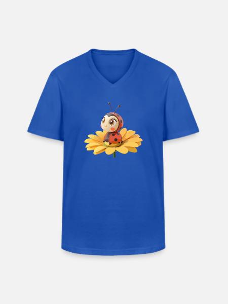 Cute ladybug on a flower - Men's V-Neck T-Shirt - royal blue