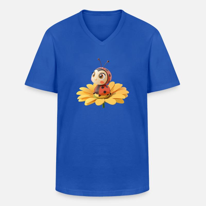 Cute ladybug on a flower - Men's V-Neck T-Shirt - royal blue