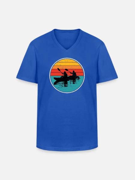 Sunset Kayak Duo Circle - Men's V-Neck T-Shirt - royal blue