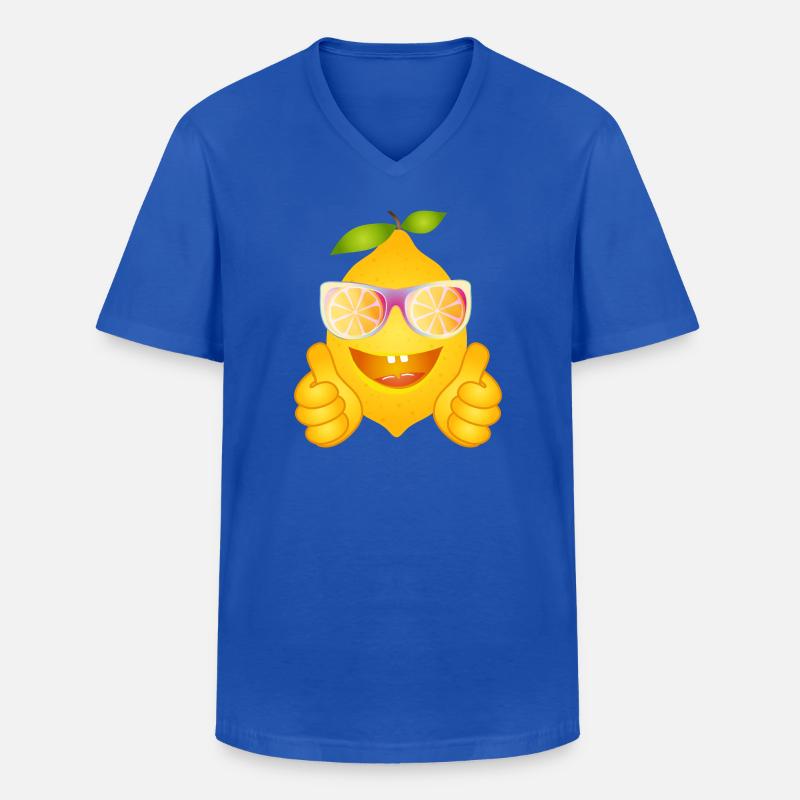 Coole Zitrone mit Sonnenbrille – Comicfrucht - Männer-T-Shirt mit V-Ausschnitt - Royalblau