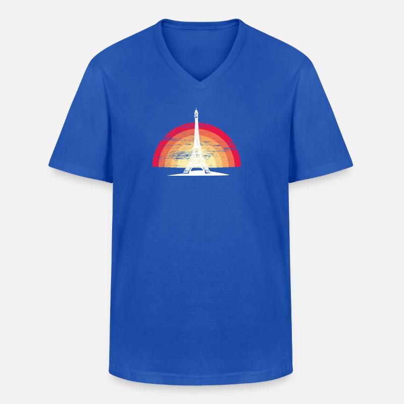 Sunset in Paris - mit Eiffelturm - Männer-T-Shirt mit V-Ausschnitt - Royalblau