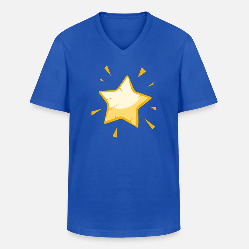 Étoile de dessin animé brillante - Conception dorée joyeuse - T-shirt col V Homme - bleu royal