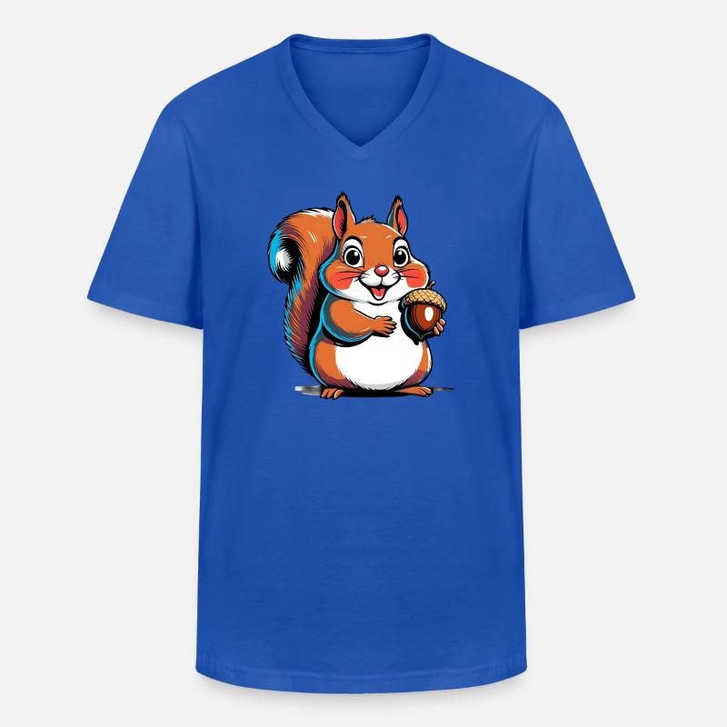 Niedlicher Eichhörnchen Druck mit Eichel - Männer-T-Shirt mit V-Ausschnitt - Royalblau