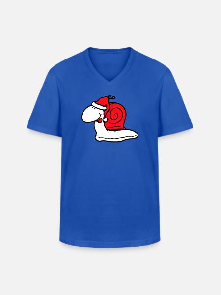 Snail Santa Claus Christmas Hat Gift - Men's V-Neck T-Shirt - royal blue