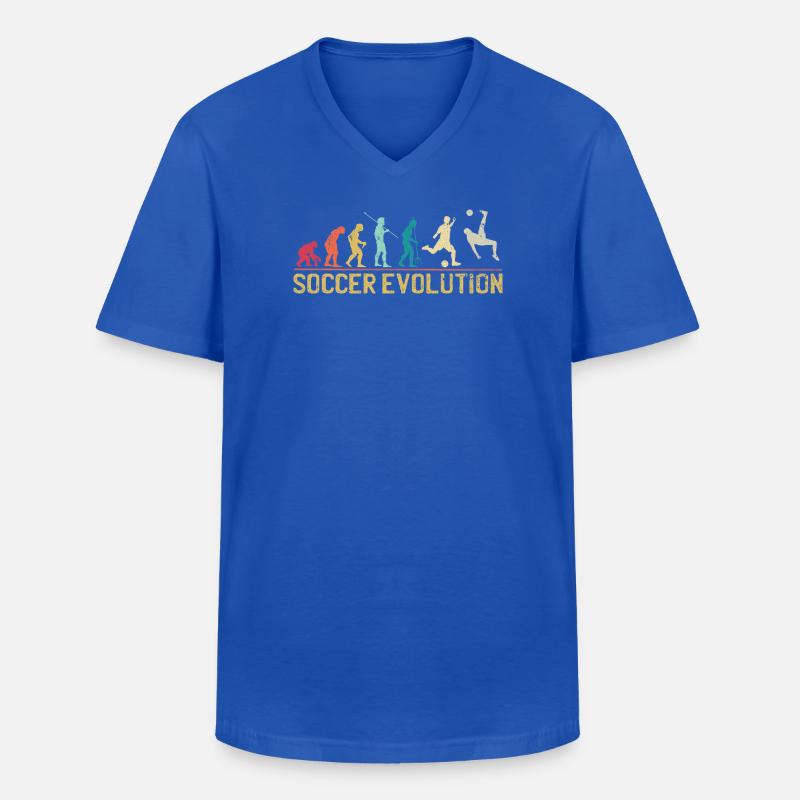 Soccer Evolution Progression Design - Männer-T-Shirt mit V-Ausschnitt - Royalblau