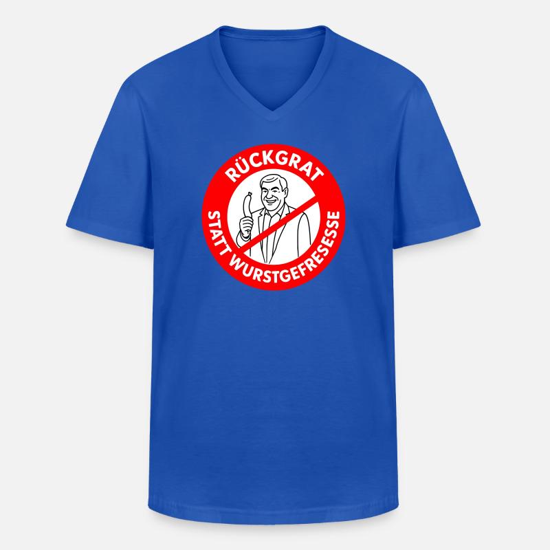Rückgrat statt Wurstgefresse! Comic-WUNSCHFARBEN  - Männer-T-Shirt mit V-Ausschnitt - Royalblau