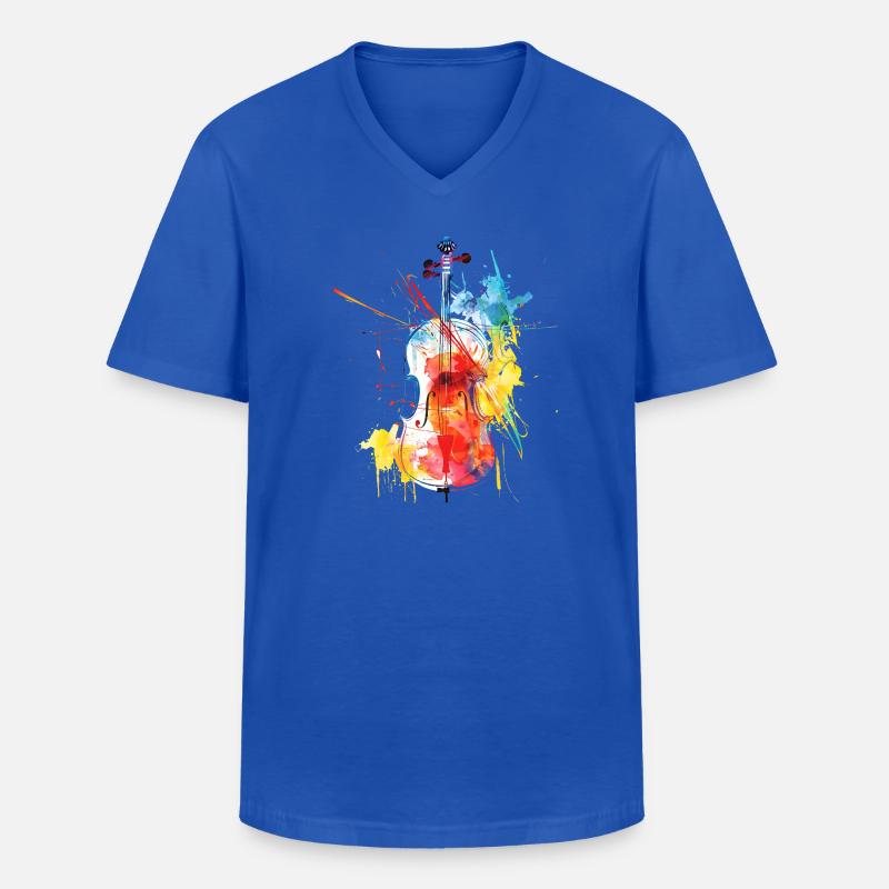 Farbenfrohe Violinenkunst - Männer-T-Shirt mit V-Ausschnitt - Royalblau