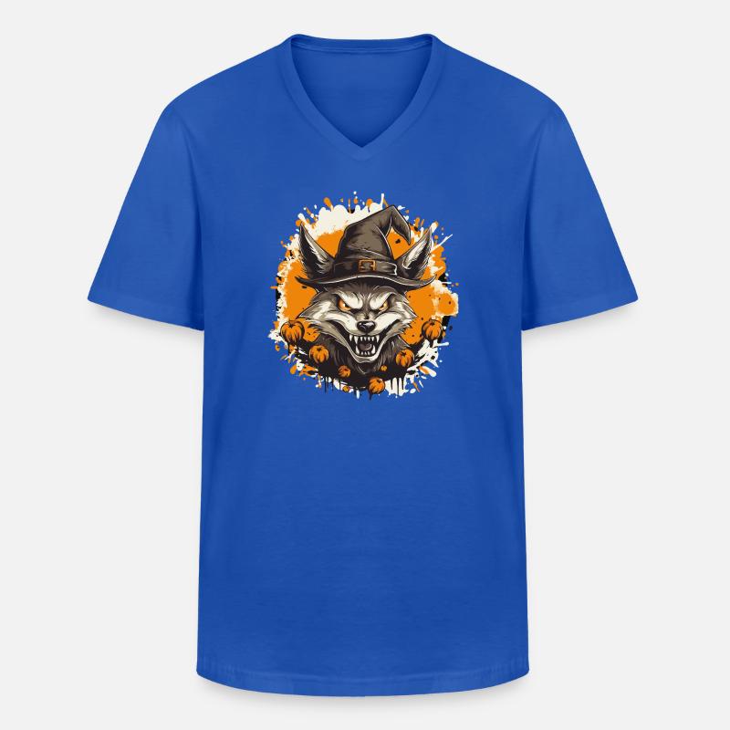 Waldwolf mit Halloweenhut - Männer-T-Shirt mit V-Ausschnitt - Royalblau