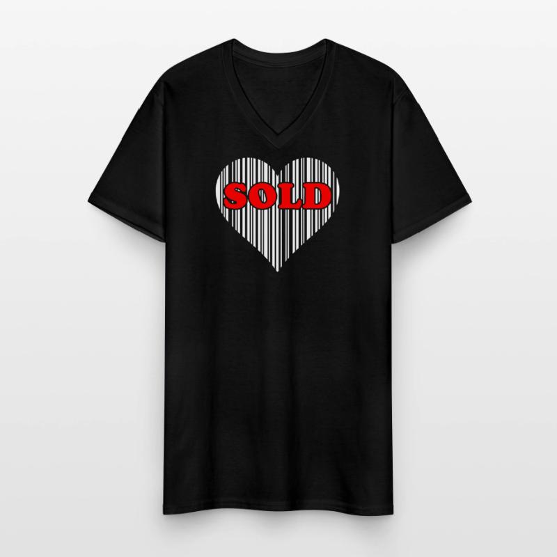 Herz Barcode Liebe – Sold Code Strichcode Geschenk Männer-T-Shirt mit V-Ausschnitt