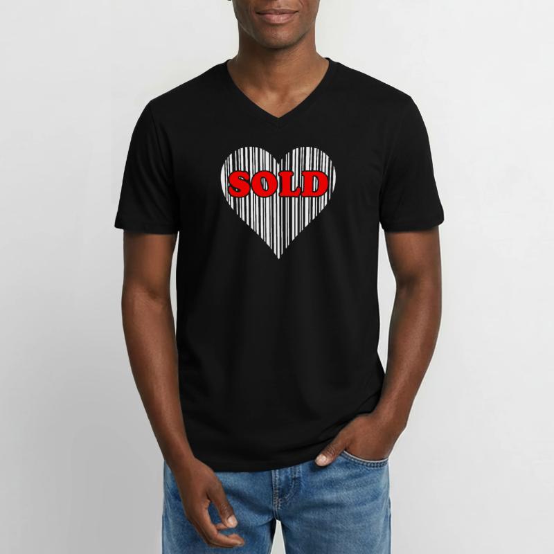 Herz Barcode Liebe – Sold Code Strichcode Geschenk Männer-T-Shirt mit V-Ausschnitt