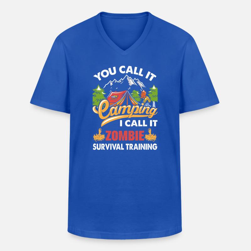 Camping - Männer-T-Shirt mit V-Ausschnitt - Royalblau