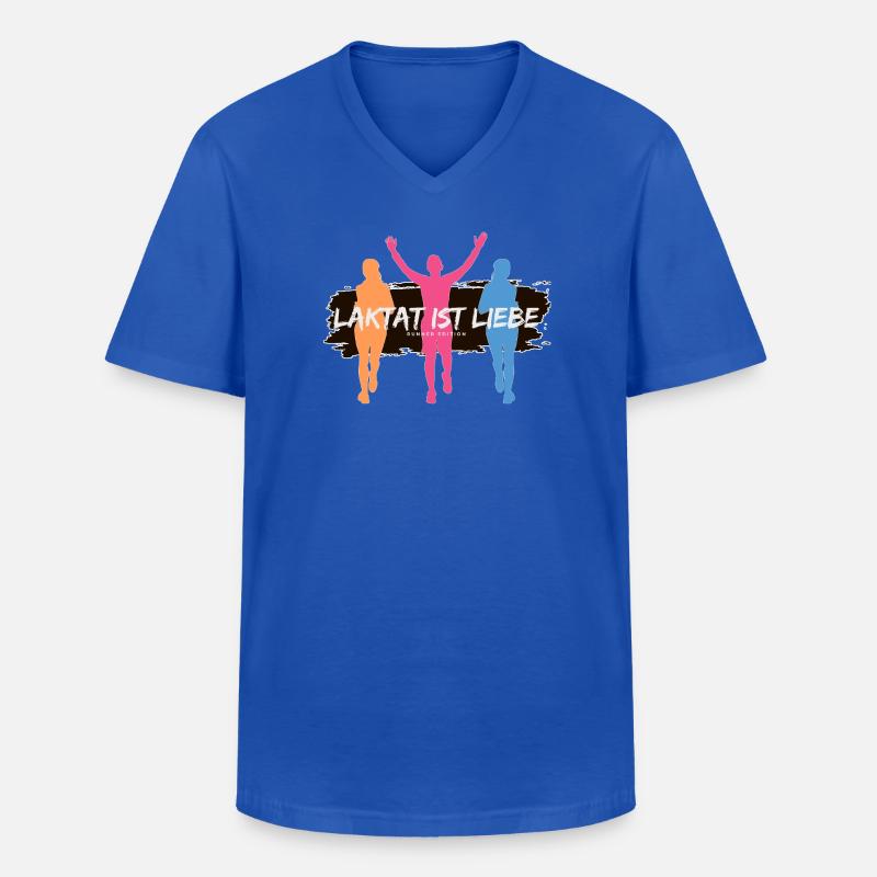 Lactate, c’est l’amour – Édition Runner - T-shirt col V Homme - bleu royal