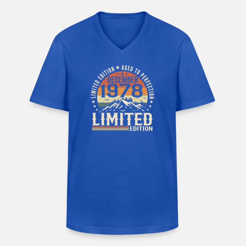 Dezember 1978 - Männer-T-Shirt mit V-Ausschnitt - Royalblau