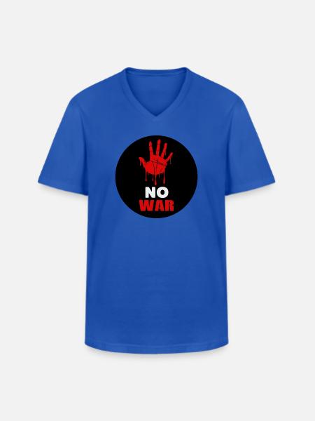 No War - T-shirt col V Homme - bleu royal