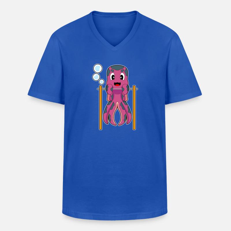 Octopus Bodybuilder Pull-ups Bodybuilding - Men's V-Neck T-Shirt - royal blue