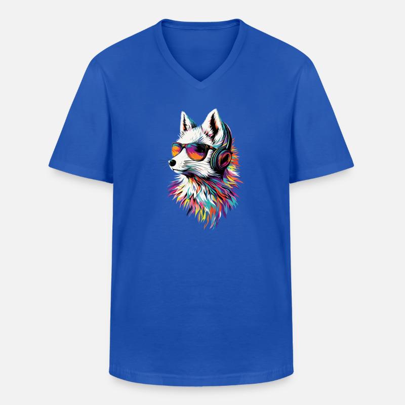 Polarfuchs Schneefuchs Eisfuchs Süßer Weißer Fuchs - Männer-T-Shirt mit V-Ausschnitt - Royalblau