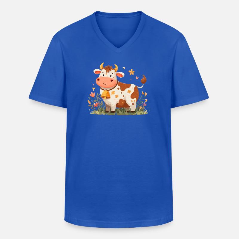 Kuh mit Glocke im Blütenfeld - Männer-T-Shirt mit V-Ausschnitt - Royalblau