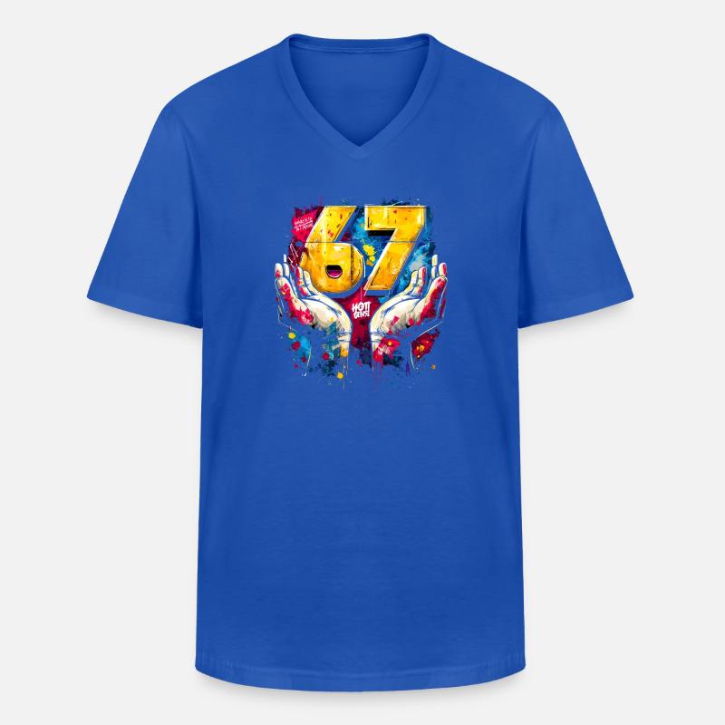 6 7 Graffiti Meme - Männer-T-Shirt mit V-Ausschnitt - Royalblau