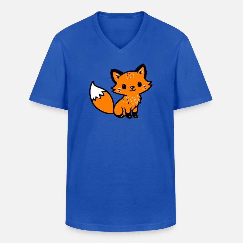 Fuchs Niedlich Comic - Männer-T-Shirt mit V-Ausschnitt - Royalblau