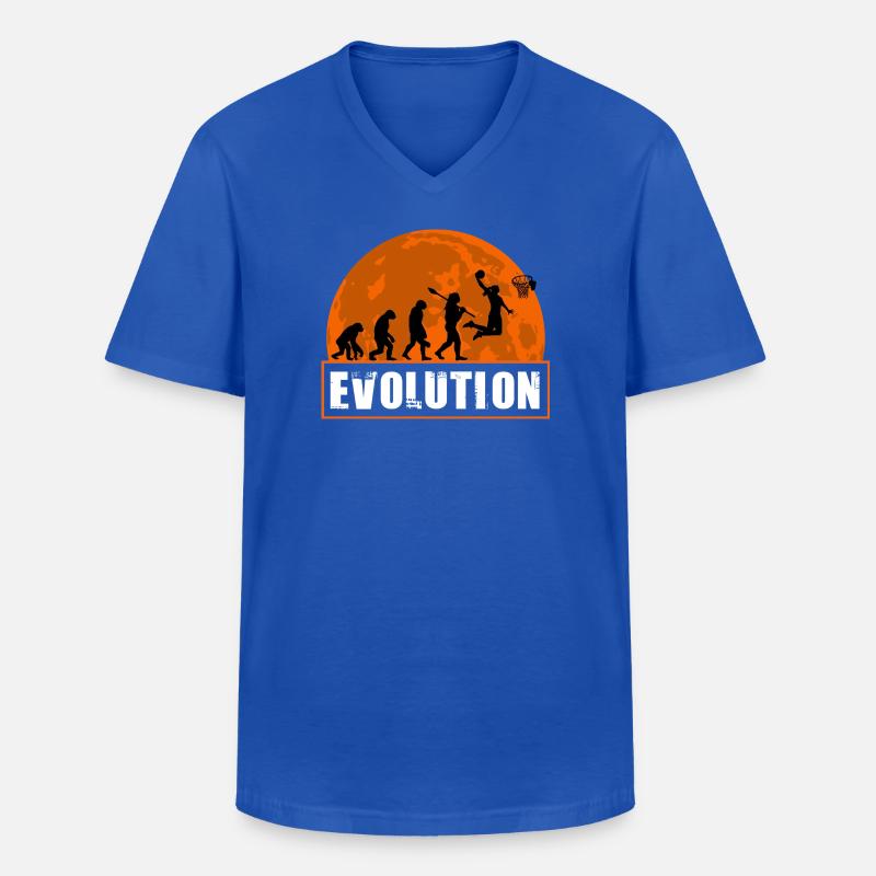 Basketball Evolution Player Dunking Silhouette - Men's V-Neck T-Shirt - royal blue