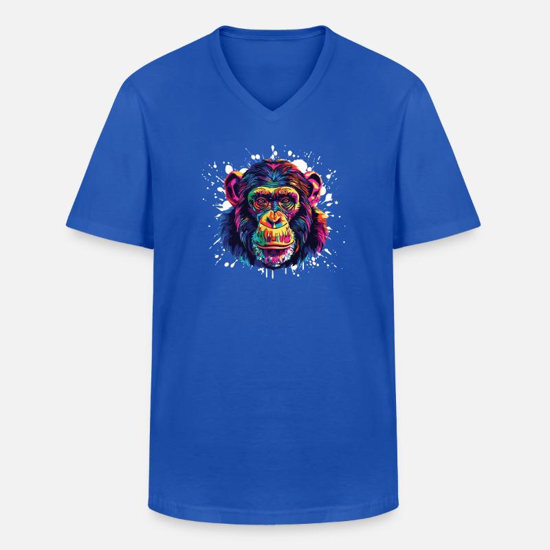 Affe Portrait Splash - Männer-T-Shirt mit V-Ausschnitt - Royalblau