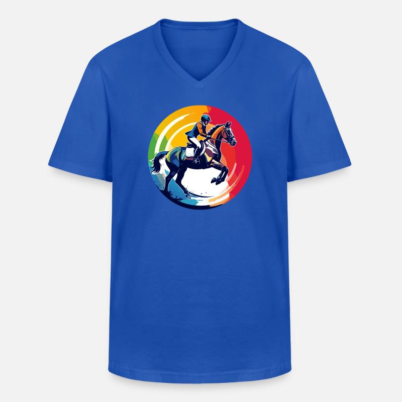 Regenbogen Springpferd Pferd Springreiten Motiv - Männer-T-Shirt mit V-Ausschnitt - Royalblau