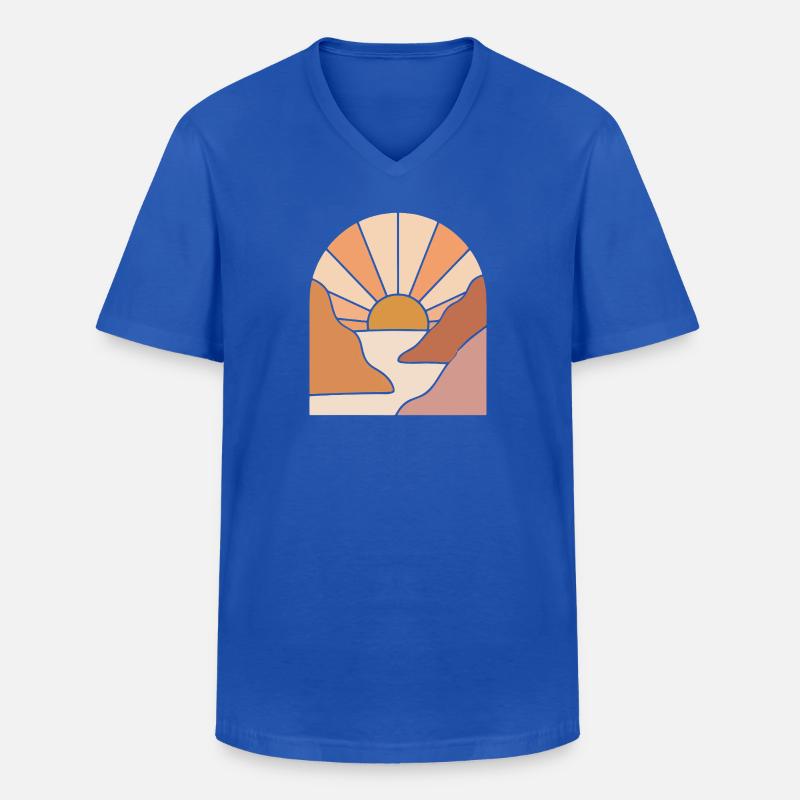 Sunlit Canyon Path - Männer-T-Shirt mit V-Ausschnitt - Royalblau