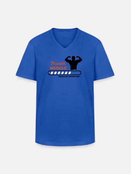 Bientôt musclé  - T-shirt col V Homme - bleu royal