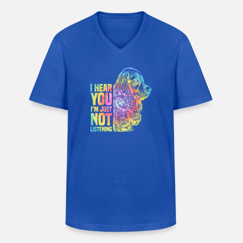 Regenbogen Tier Hund Cocker Spaniel - Männer-T-Shirt mit V-Ausschnitt - Royalblau
