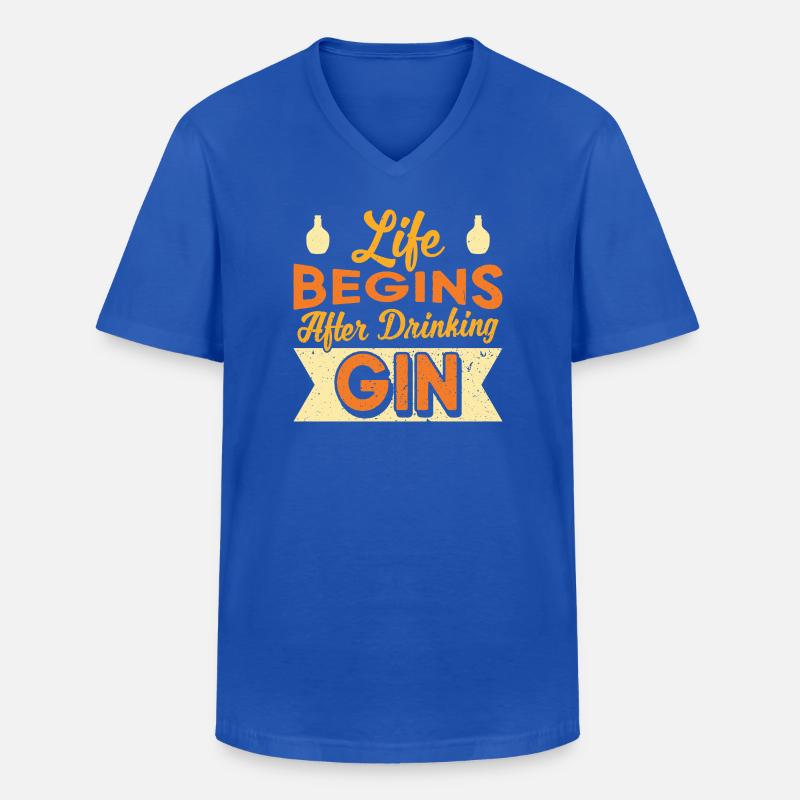 Life Begins After Drinking Gin Design - Männer-T-Shirt mit V-Ausschnitt - Royalblau